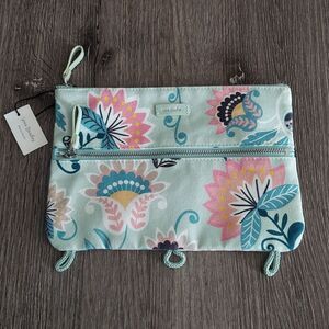 NEW Vera Bradley Mint Flowers Pencil Pouch